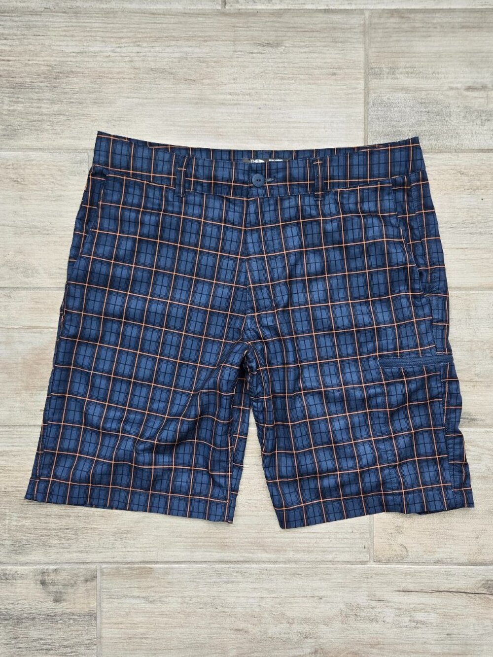 The North Face Pura Vida 2.0 Shorts Mens Blue Plaid Performance Stretch 32